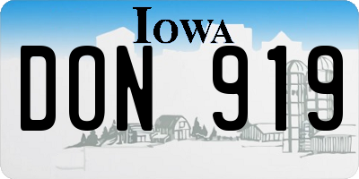 IA license plate DON919