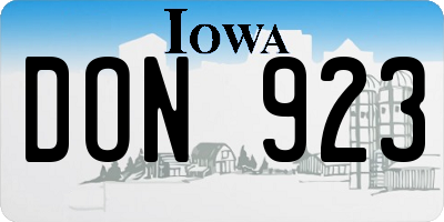 IA license plate DON923