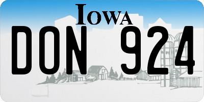 IA license plate DON924
