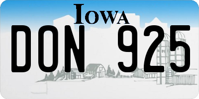 IA license plate DON925