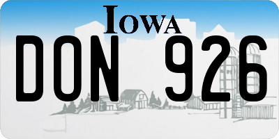 IA license plate DON926