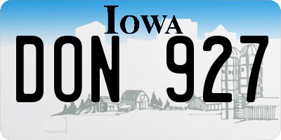 IA license plate DON927