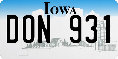 IA license plate DON931