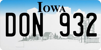 IA license plate DON932