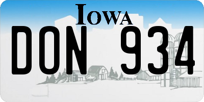 IA license plate DON934