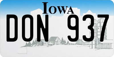 IA license plate DON937