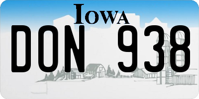 IA license plate DON938