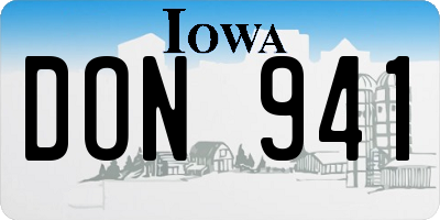 IA license plate DON941