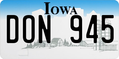 IA license plate DON945