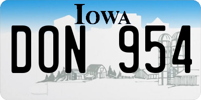 IA license plate DON954