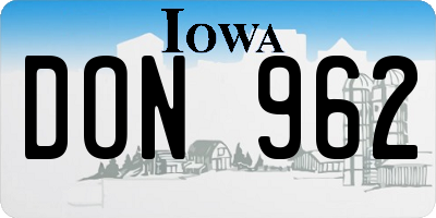 IA license plate DON962