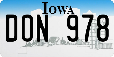 IA license plate DON978