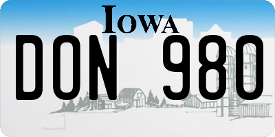 IA license plate DON980