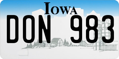 IA license plate DON983