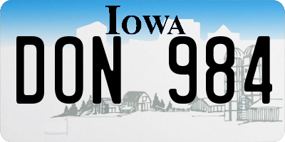 IA license plate DON984
