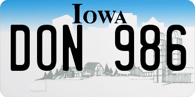 IA license plate DON986