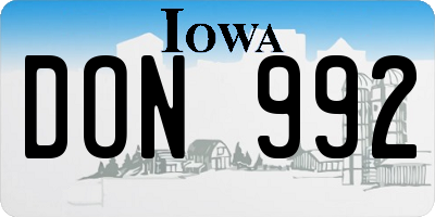 IA license plate DON992