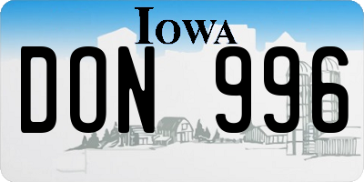 IA license plate DON996