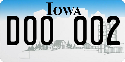 IA license plate DOO002