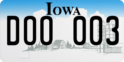 IA license plate DOO003