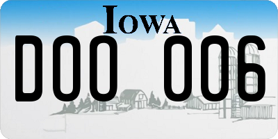 IA license plate DOO006