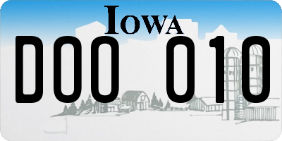 IA license plate DOO010