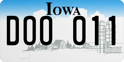 IA license plate DOO011
