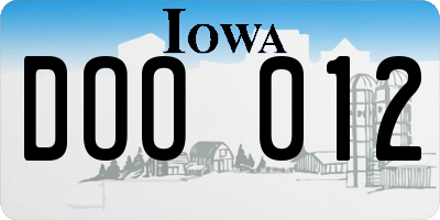 IA license plate DOO012