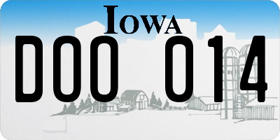 IA license plate DOO014