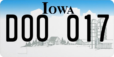 IA license plate DOO017