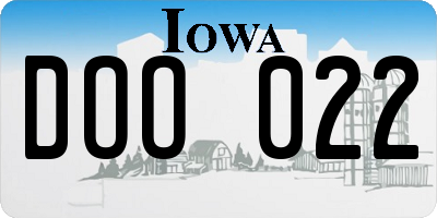 IA license plate DOO022