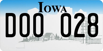 IA license plate DOO028