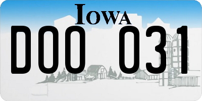 IA license plate DOO031