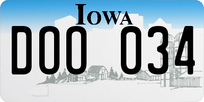 IA license plate DOO034