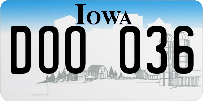 IA license plate DOO036