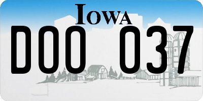 IA license plate DOO037