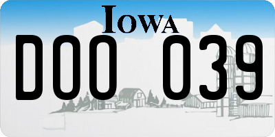 IA license plate DOO039