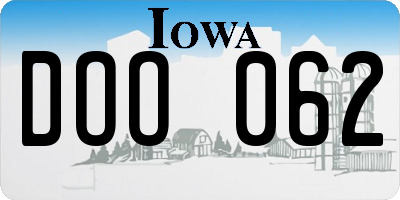 IA license plate DOO062