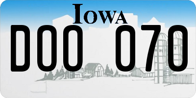 IA license plate DOO070