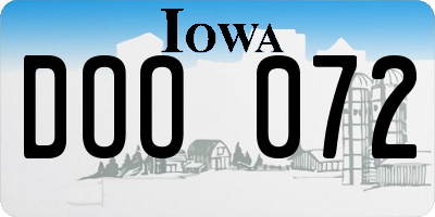 IA license plate DOO072