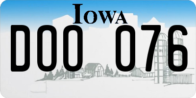 IA license plate DOO076