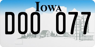 IA license plate DOO077