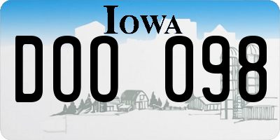 IA license plate DOO098