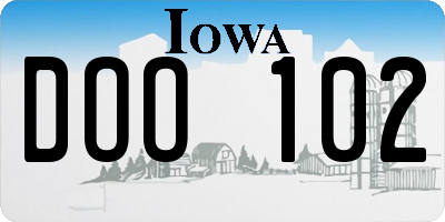IA license plate DOO102