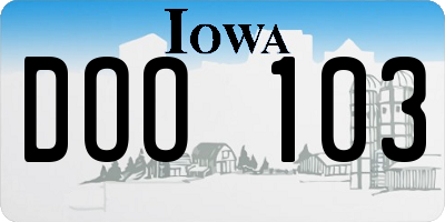 IA license plate DOO103