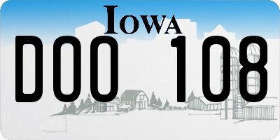 IA license plate DOO108