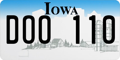 IA license plate DOO110