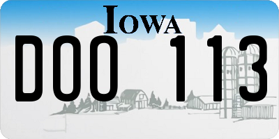 IA license plate DOO113