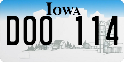 IA license plate DOO114