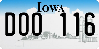 IA license plate DOO116